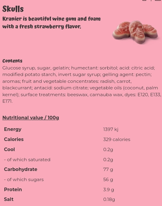 Skulls - per. 100 grams