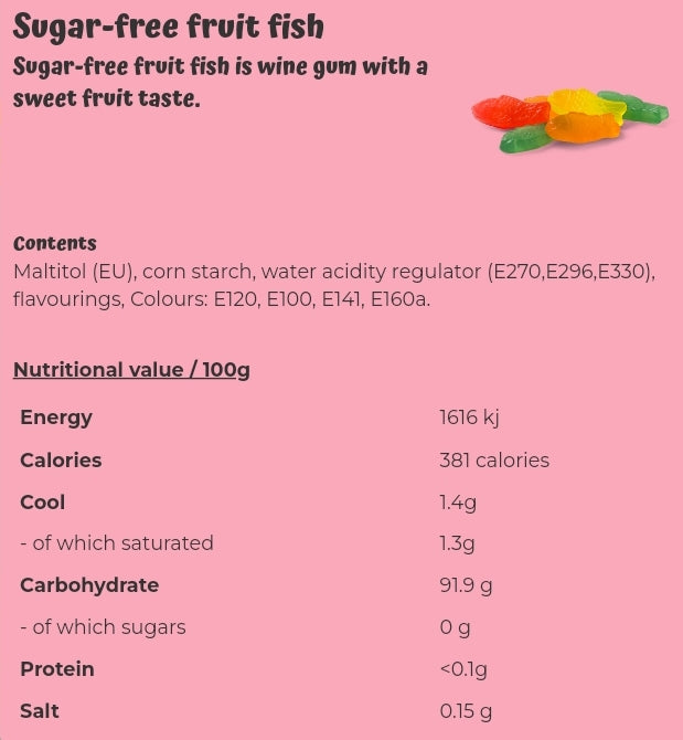 Sugar-free fruit fish - per. 100 grams