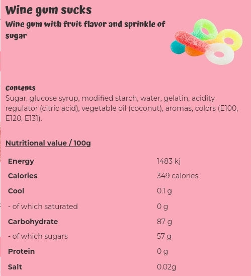 Wine gum sucks - per. 100 grams