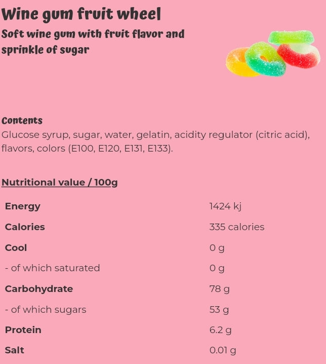 Wine gum fruit wheel - per. 100 grams