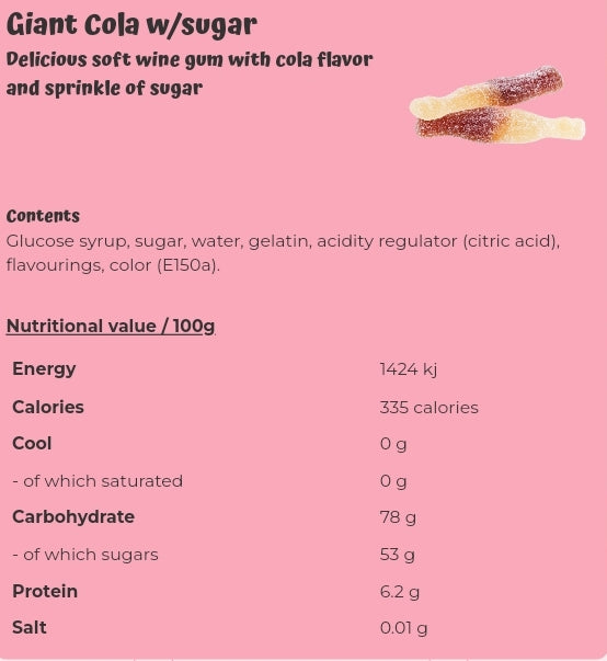 Giant Cola w/sugar - per 100 grams