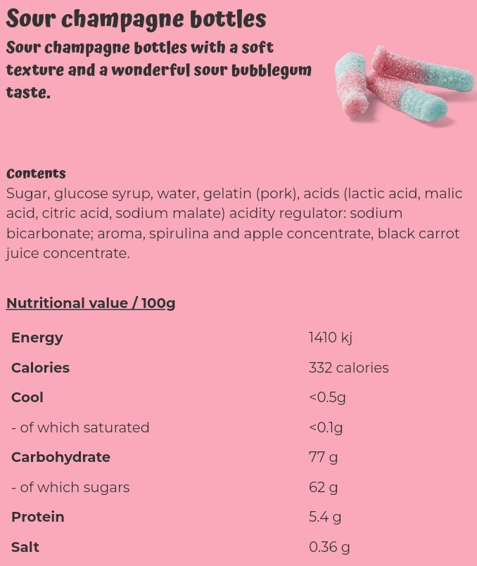 Sour champagne bottles - per. 100 grams