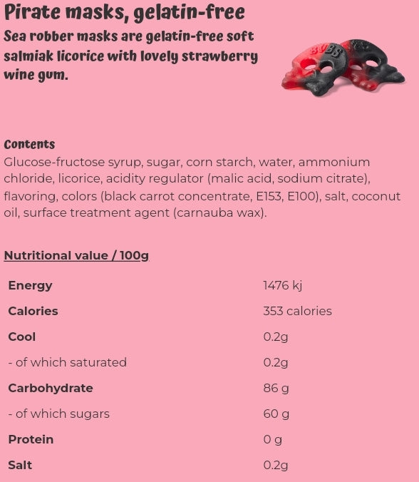 Pirate masks, gelatin-free - per. 100 grams