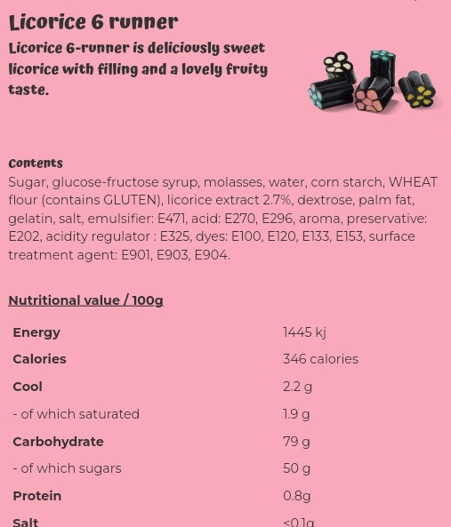 Licorice 6 runner - per 100 grams