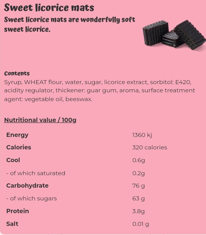 Sweet licorice mats - per. 100 grams