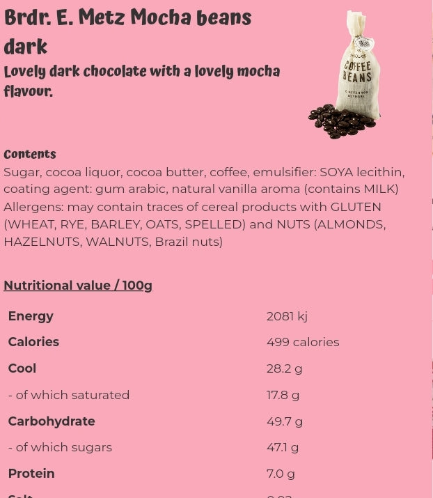 Brdr. E. Metz Mocha beans dark - per. bag