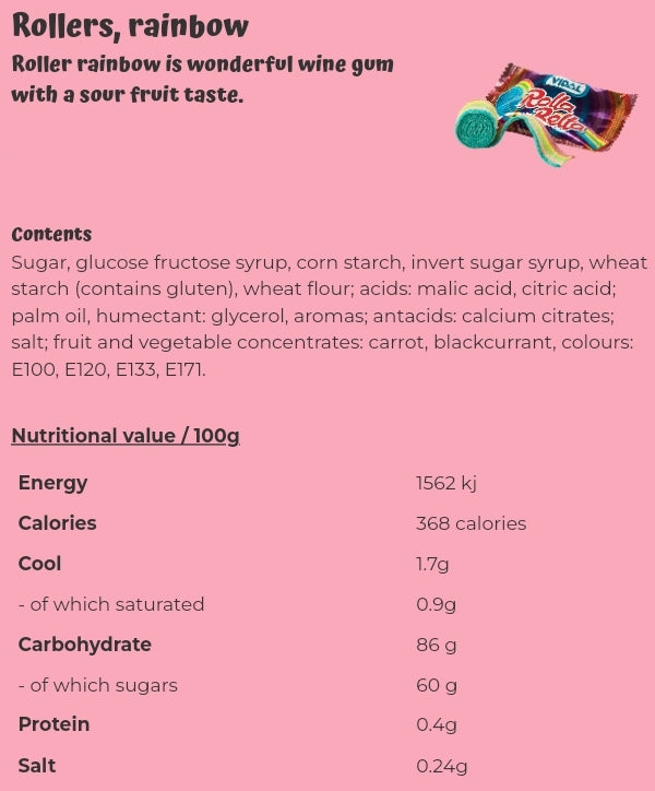 Rollers,rainbow - per. 100 grams