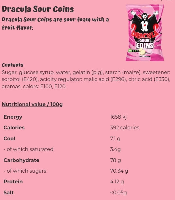 Dracula Sour Coins - per. bag