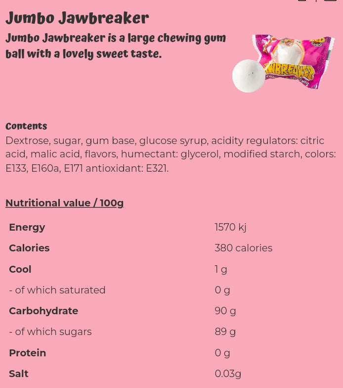 Jumbo Jawbreaker - per. package
