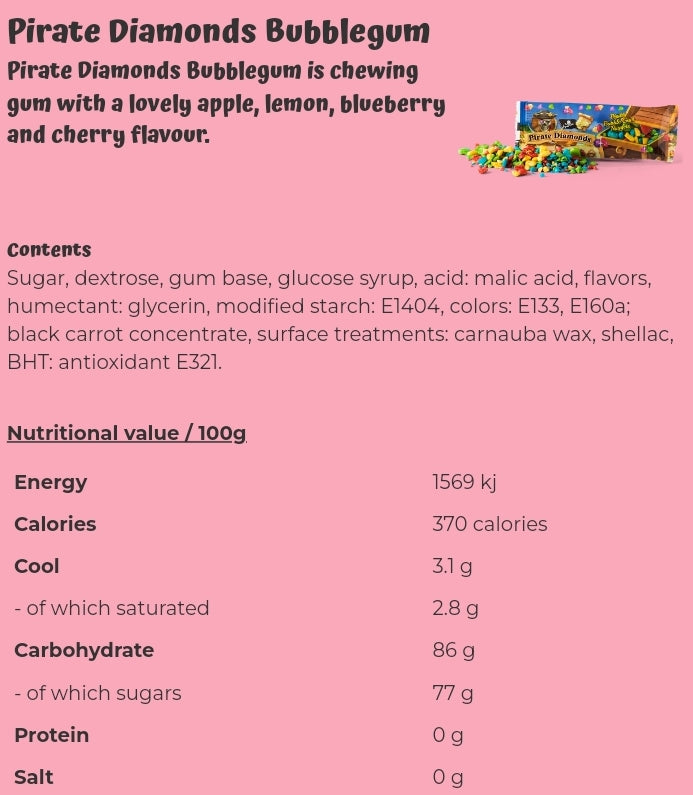 Pirate Diamonds Bubblegum - per. package