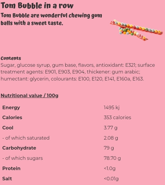 Tom Bubble in a row - per. 100 grams