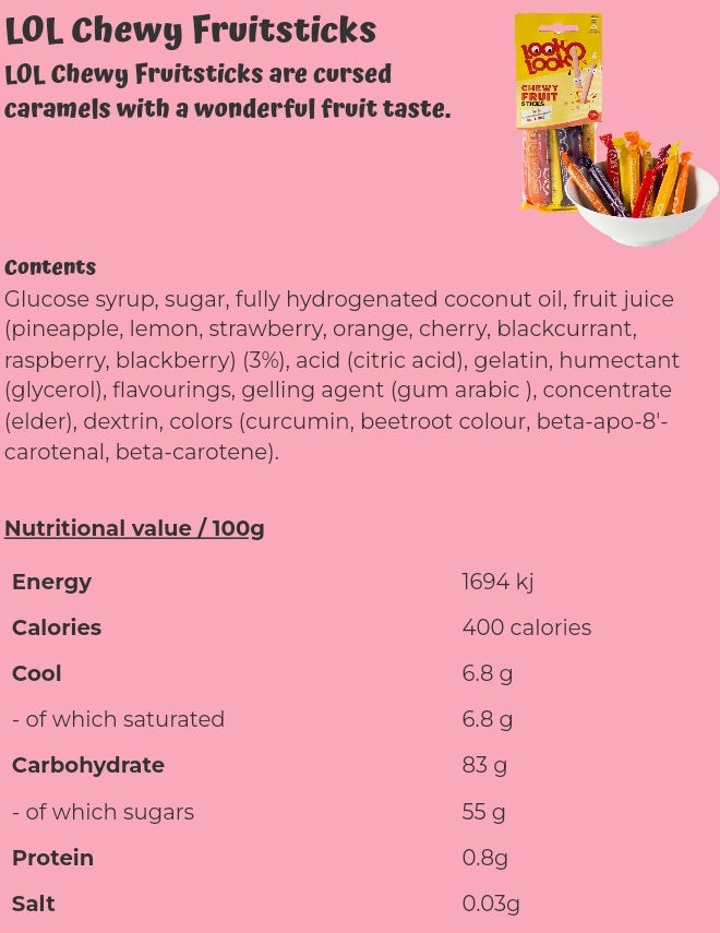 Lol chewy fruitsticks - per package