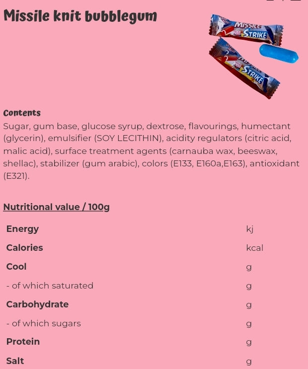 Missile knit bubblegum - per. package