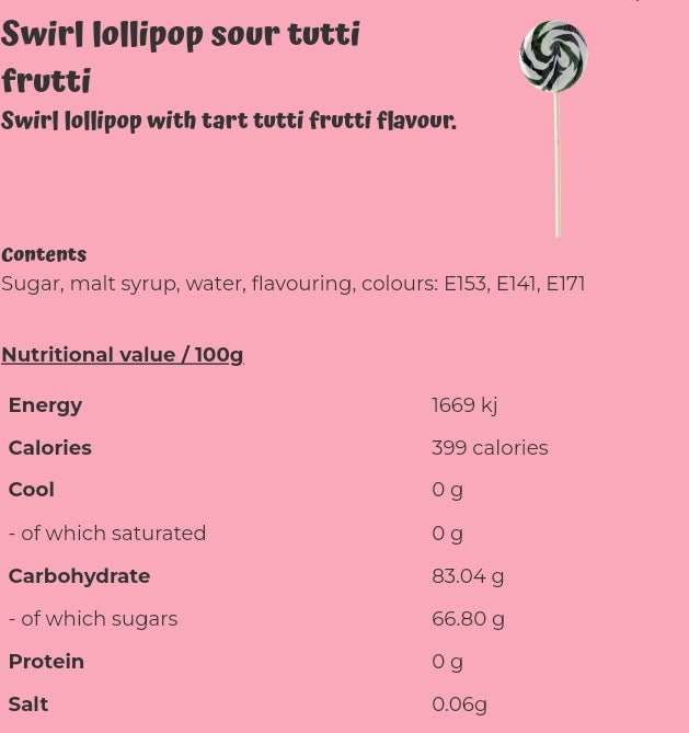 Swirl lollipop sour tutti frutti - per. PCS