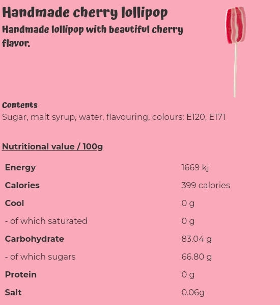 Handmade cherry lollipop - per. PCS