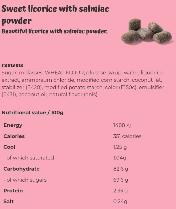 Sweet licorice with salmiac powder - per. 100 grams
