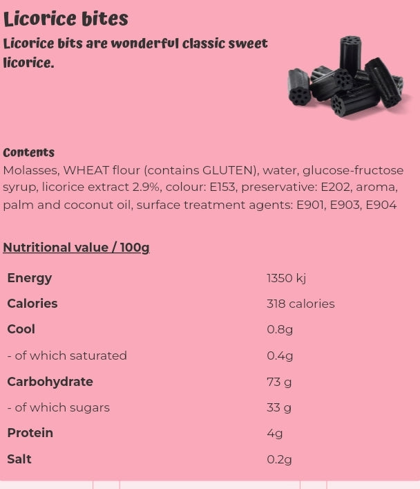 Licorie bites - per 100 grams