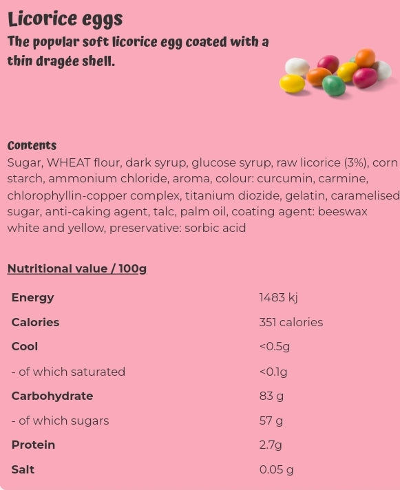 Licorice eggs - per 100 grams