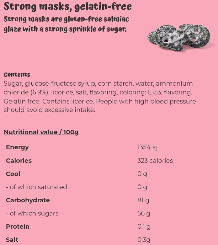 Strong masks, gelatin-free - per. 100 grams