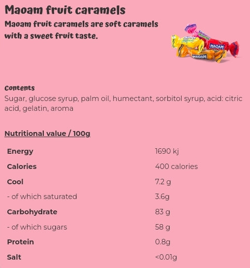 Maoam fruit caramels - per 100 grams