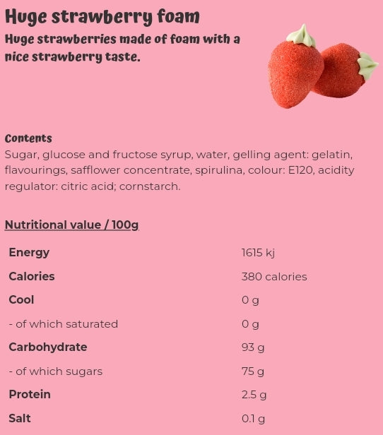 Huge strawberry foam - per 100 grams