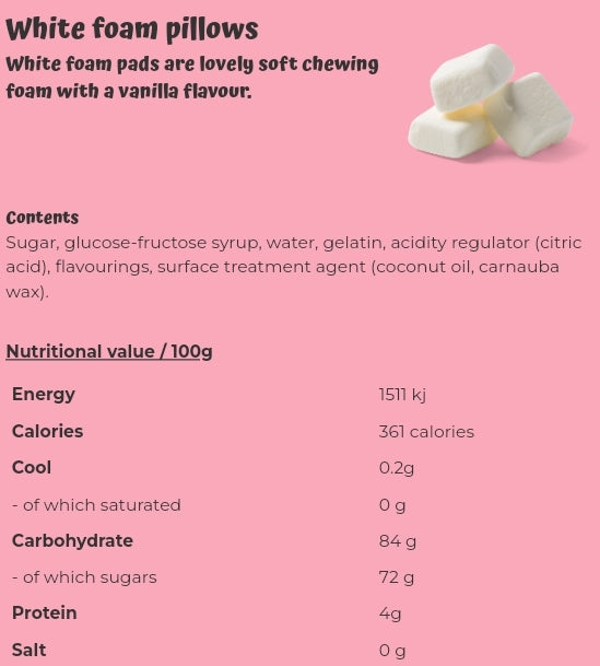 White foam pillows - per. 100 grams