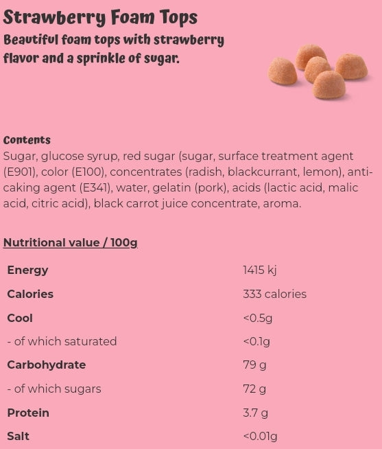 Strawberry Foam Tops - per. 100 grams