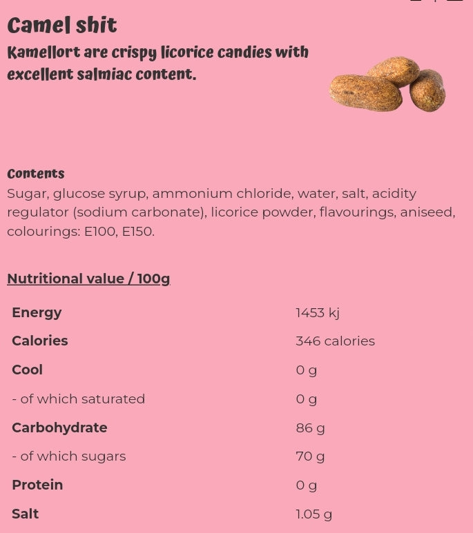 Camel "poop" - per 100 grams
