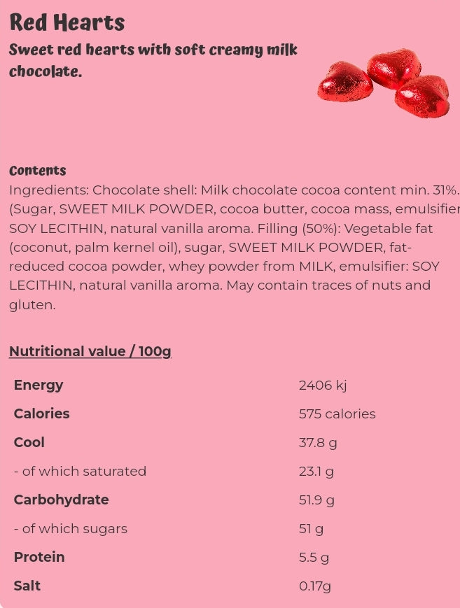 Red Hearts  - per. 100 grams