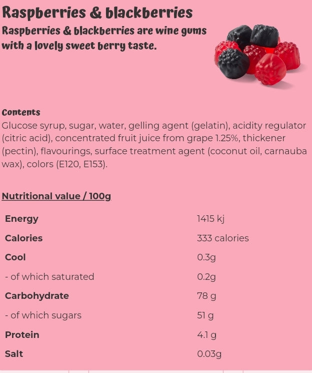 Raspberries & blackberries  - per. 100 grams
