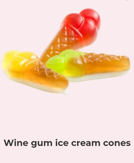 Wine gum ice cream cones - per. 100 grams