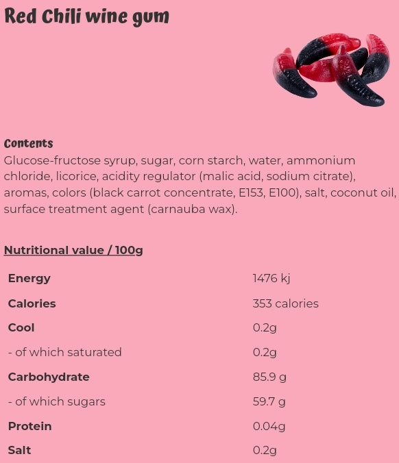 Red Chill wine gum  - per. 100 grams