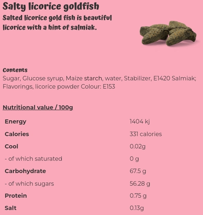 Salty licorice goldfish  - per. 100 grams