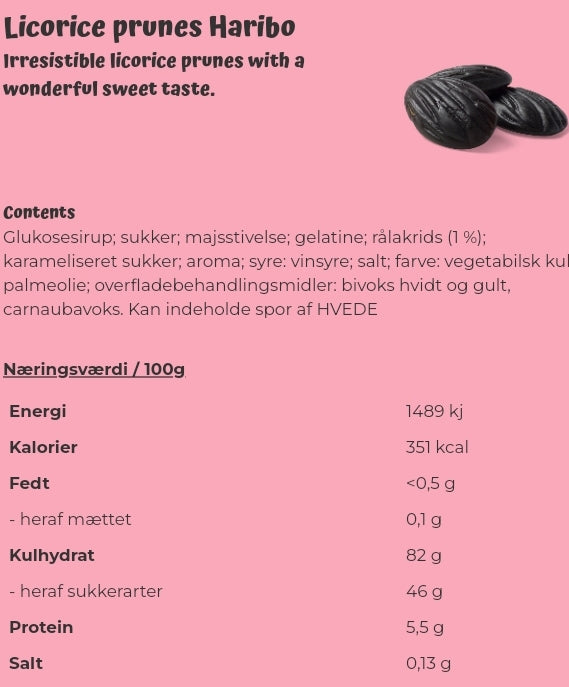Licorice prunes Haribo - per 100 grams