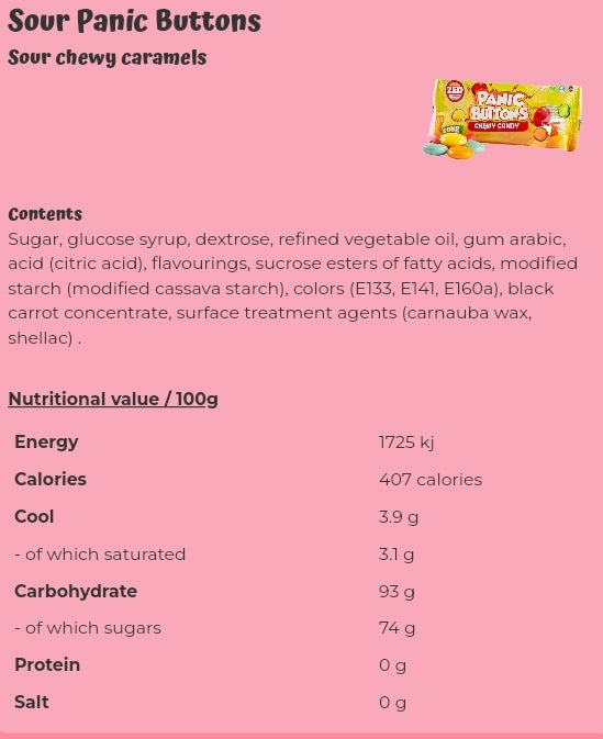 Sour panic buttons  - per. 100 grams