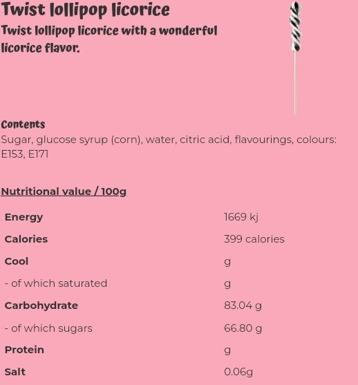 Twist lollipop licorice - per. PCS