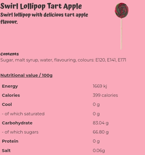 Swirl Lollipop Tart Apple - per. PCS