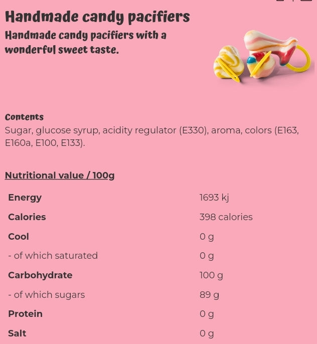 Handmade candy pacifiers - per. PCS